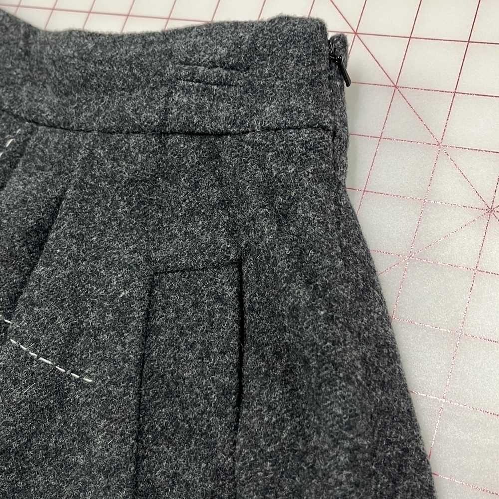 LITHE Coquette Girl Artsy Wool Charcoal Mini Skirt Circle & Floral Embroidery 2 - Picture 11 of 16